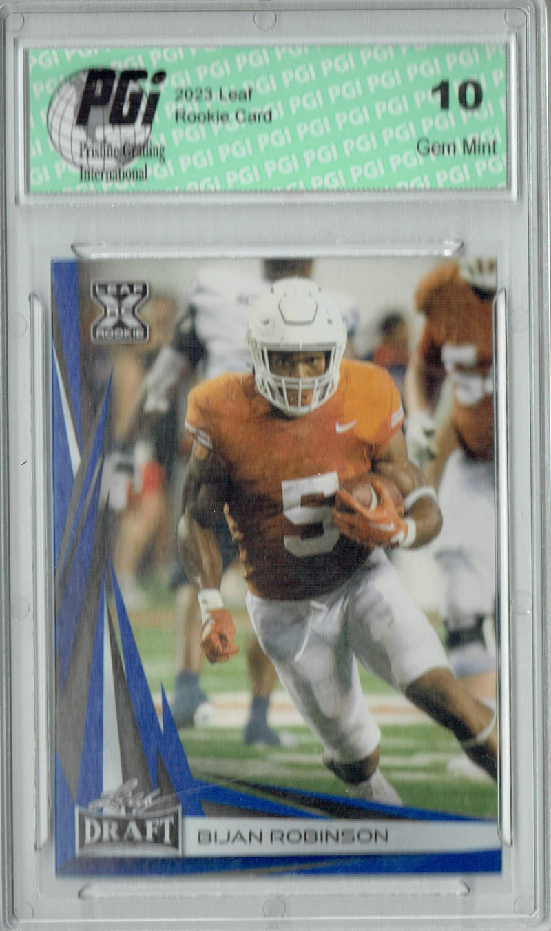 Bijan Robinson 2023 Leaf Football #B2-6 Blue Special Edition Rookie Card PGI 10