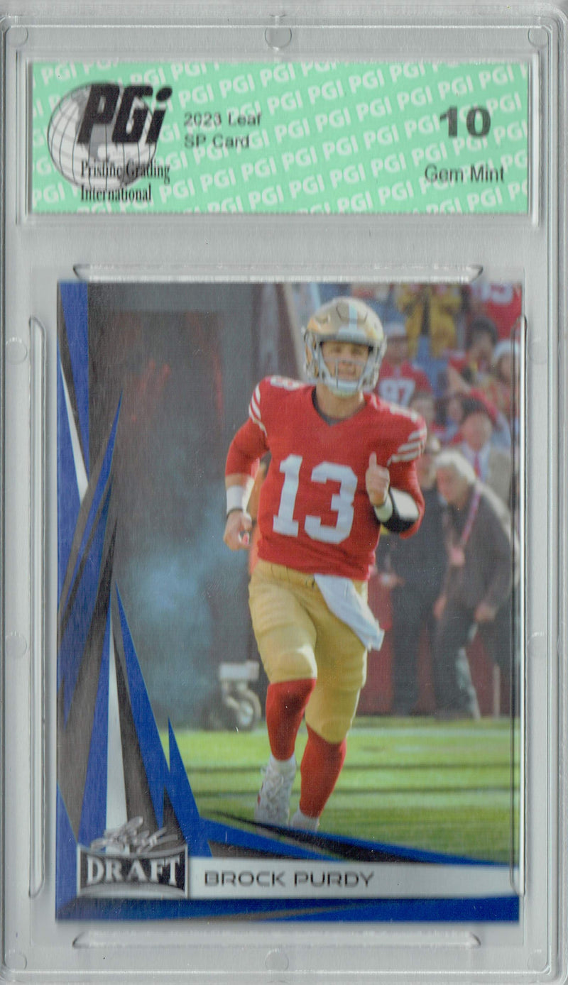 Brock Prdy Trading Card PGI 10 Gem Mint Football Card 2023 Leaf Football #B2-1 Blue SP Special Edition