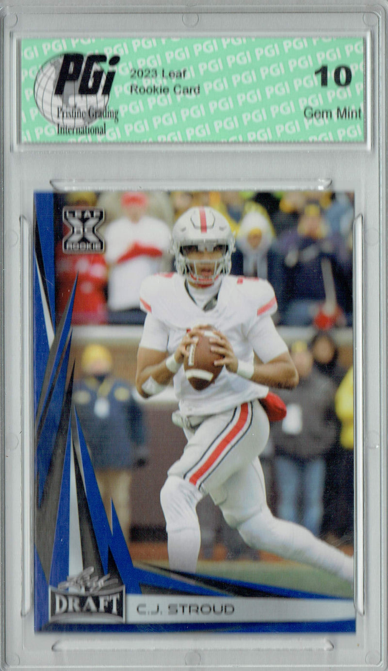 C.J. Stroud Rookie Card Ohio State / Houston PGI 10 Gem Mint Football Trading Card 2023 Leaf Football #B2-6 Blue SP Special Edition