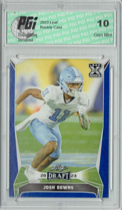 Josh Downs 2023 Leaf Football #57 Blue SP Rookie Card PGI 10