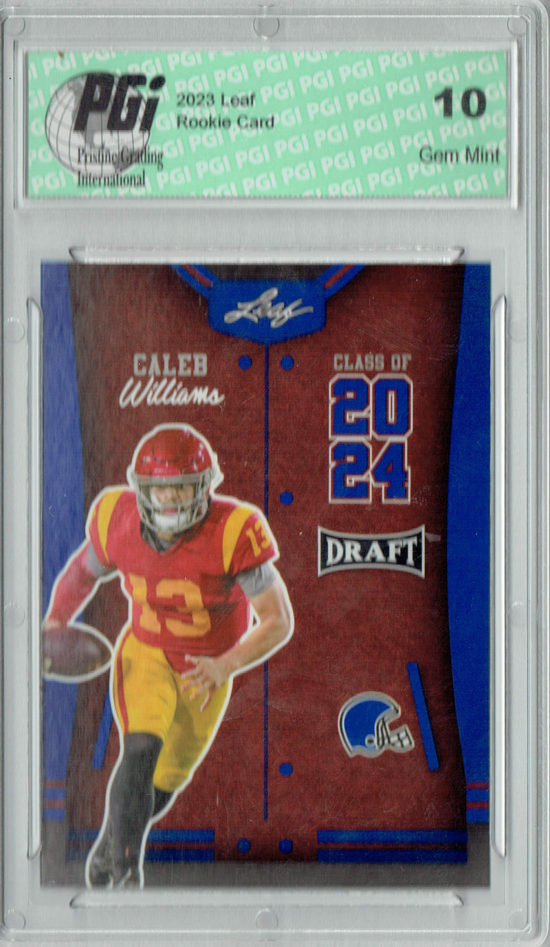 Caleb Williams Rookie Card USC / Chicago PGI 10 Gem Mint Football Trading Card 2023 Leaf Football #77 Blue SP Class of 2025