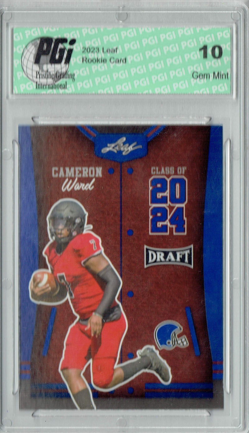 Cam Ward Rookie Card Tennessee PGI 10 Gem Mint Football Trading Card 2023 Leaf Football #78 Blue SP Class of 2026