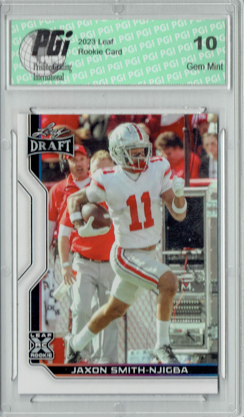 Jaxon Smith-Njigba Rookie Card PGI 10 Gem Mint Football Trading Card 2023 Leaf Football #B1-9 Special Edition