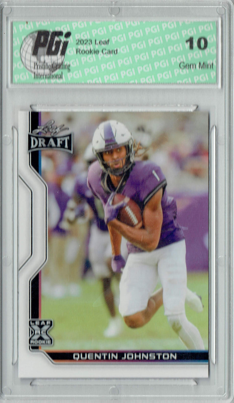 Quentin Johnston Rookie Card PGI 10 Gem Mint Football Trading Card 2023 Leaf Football #B1-10 Special Edition