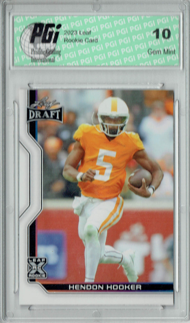 Hendon Hooker Rookie Card PGI 10 Gem Mint Football Trading Card 2023 Leaf Football #B1-7 Special Edition