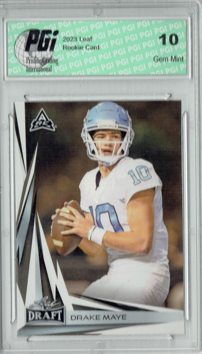 Drake Maye Rookie Card New England PGI 10 Gem Mint Football Trading Card 2023 Leaf Football #B2-8 Special Edition