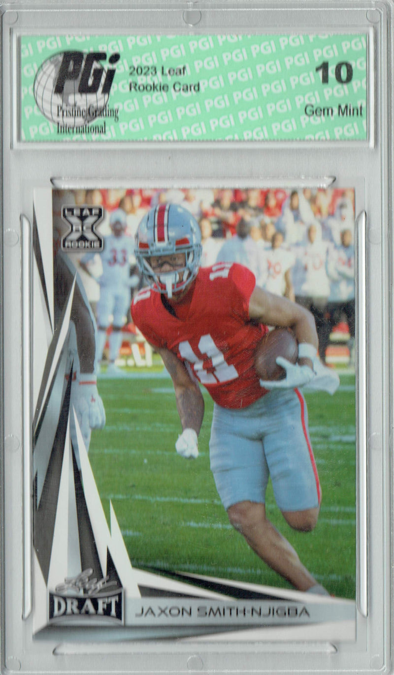 Jaxon Smith-Njigba Rookie Card PGI 10 Gem Mint Football Trading Card 2023 Leaf Football #B2-9 Special Edition
