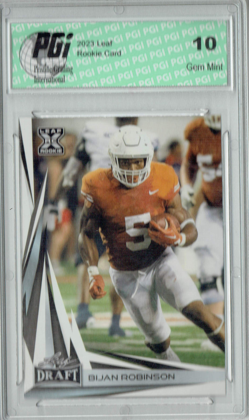 Bijan Robinson Rookie Card Atlanta PGI 10 Gem Mint Football Trading Card 2023 Leaf Football #B2-4 Special Edition