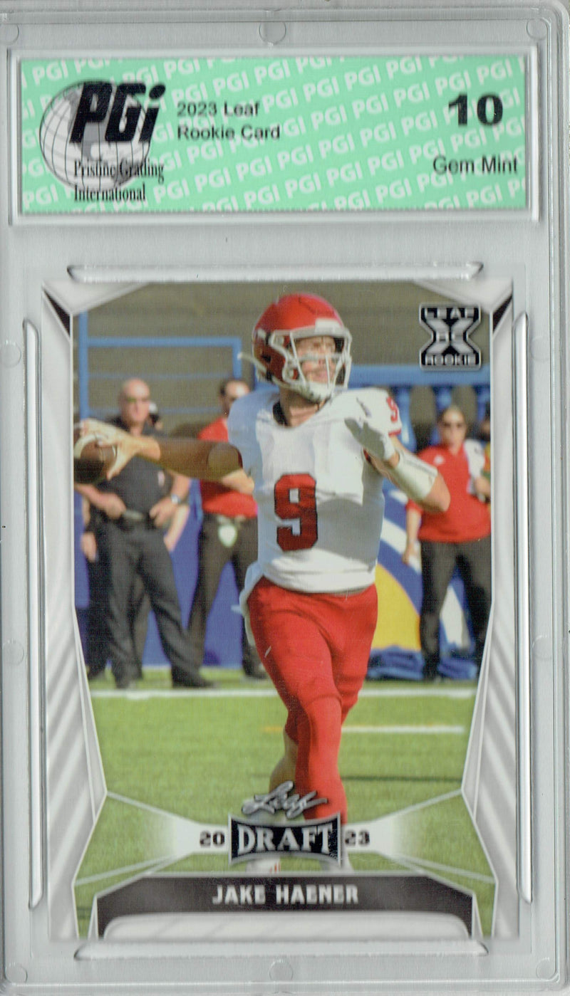 Jake Haener 2023 Leaf Football #51 Rookie Card PGI 10