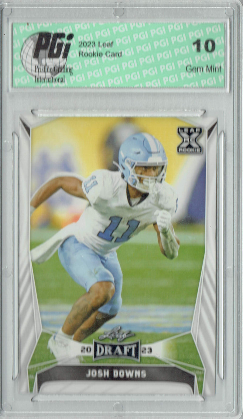 Josh Downs Rookie Card PGI 10 Gem Mint Football Trading Card 2023 Leaf Football #57