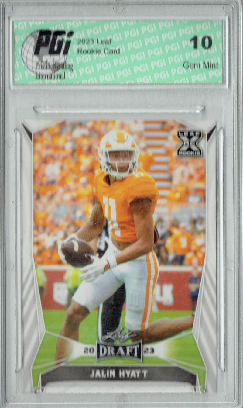 Jalin Hyatt Rookie Card PGI 10 Gem Mint Football Trading Card 2023 Leaf Football #53
