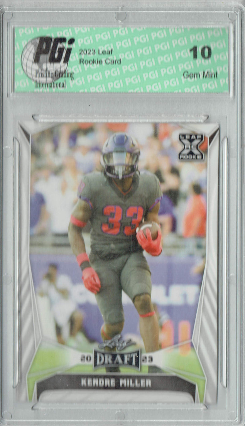 Kendre Miller Rookie Card PGI 10 Gem Mint Football Trading Card 2023 Leaf Football #58