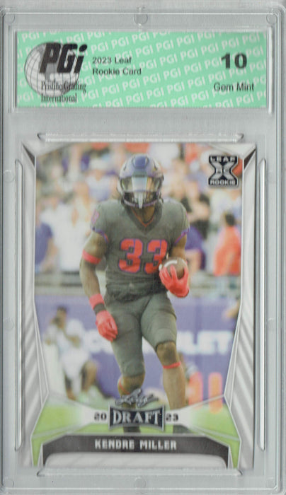 Kendre Miller 2023 Leaf Football #58 Rookie Card PGI 10