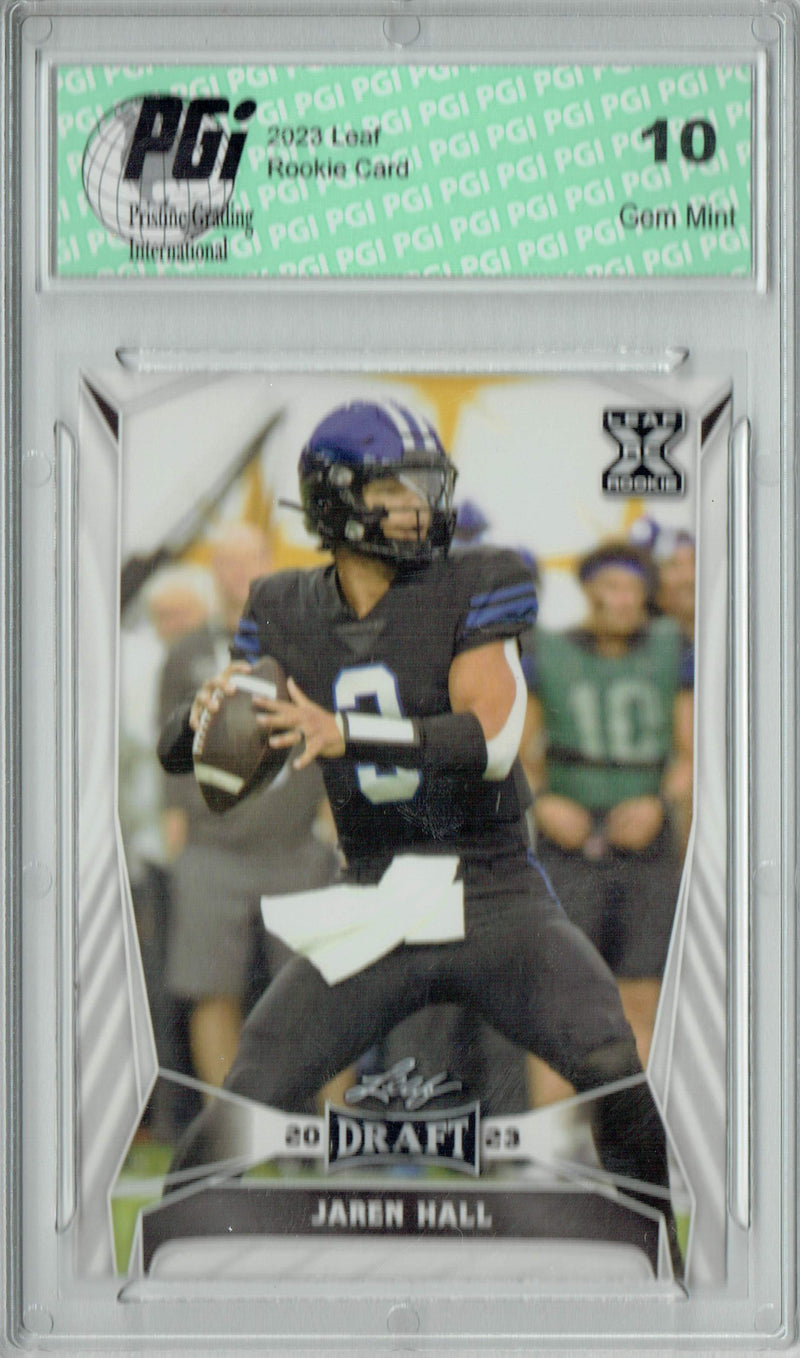 Jaren Hall Rookie Card PGI 10 Gem Mint Football Trading Card 2023 Leaf Football #54