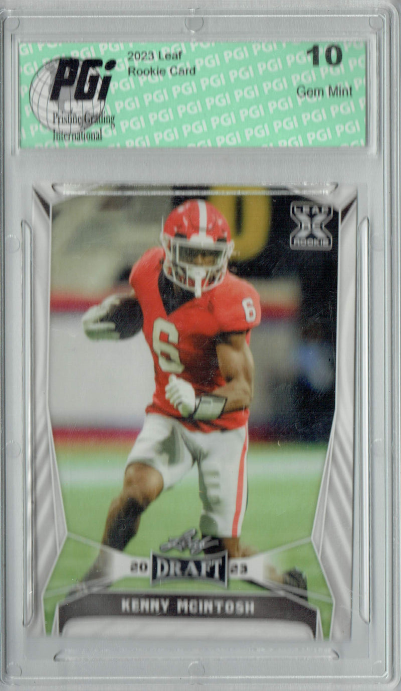 Kenny McIntosh Rookie Card PGI 10 Gem Mint Football Trading Card 2023 Leaf Football #59