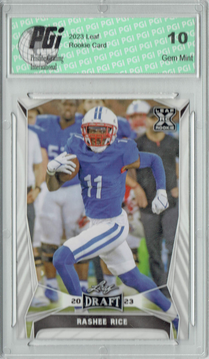 Rashee Rice Rookie Card PGI 10 Gem Mint Football Trading Card 2023 Leaf Football #66