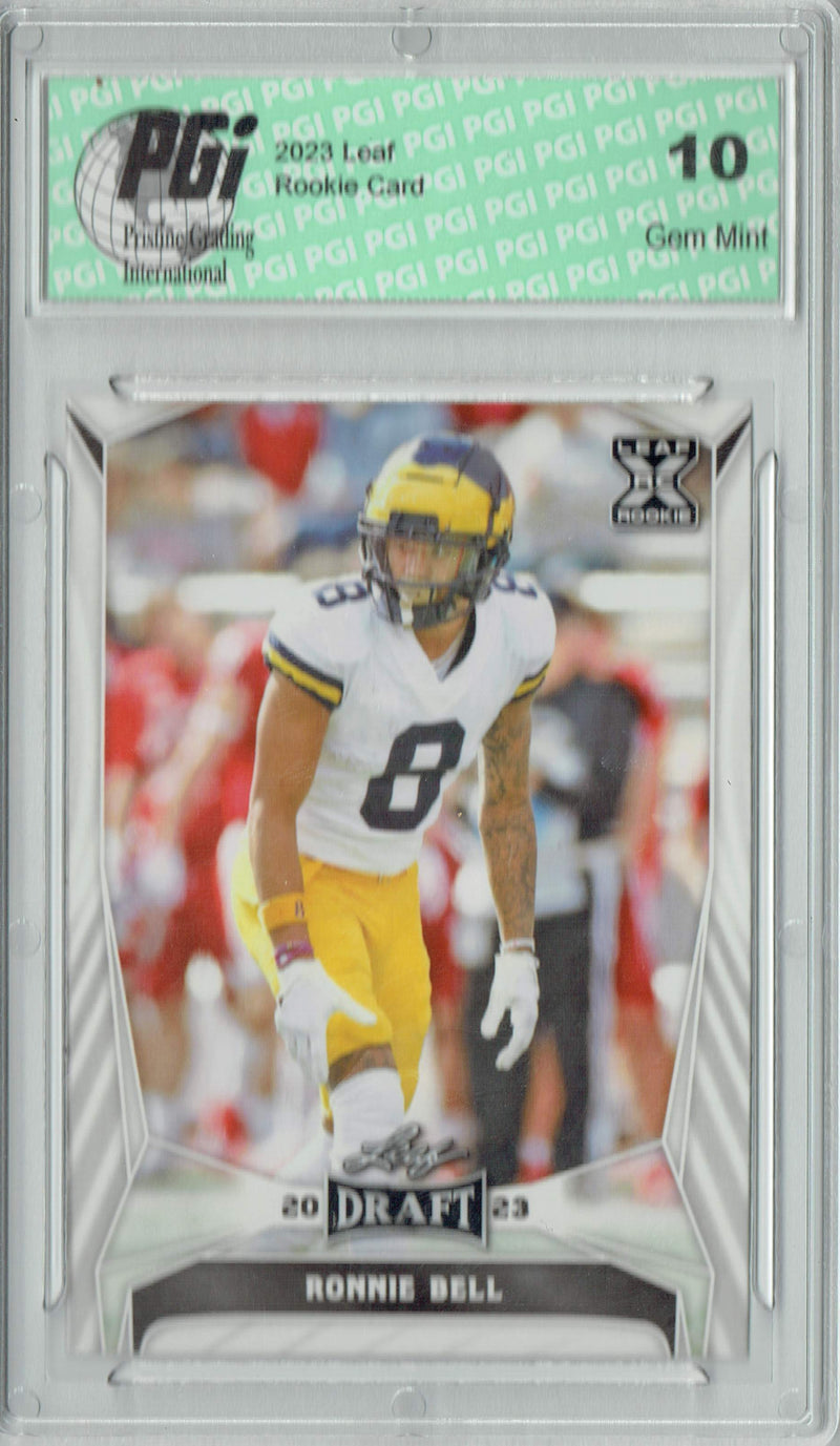 Ronnie Bell Rookie Card PGI 10 Gem Mint Football Trading Card 2023 Leaf Football #67
