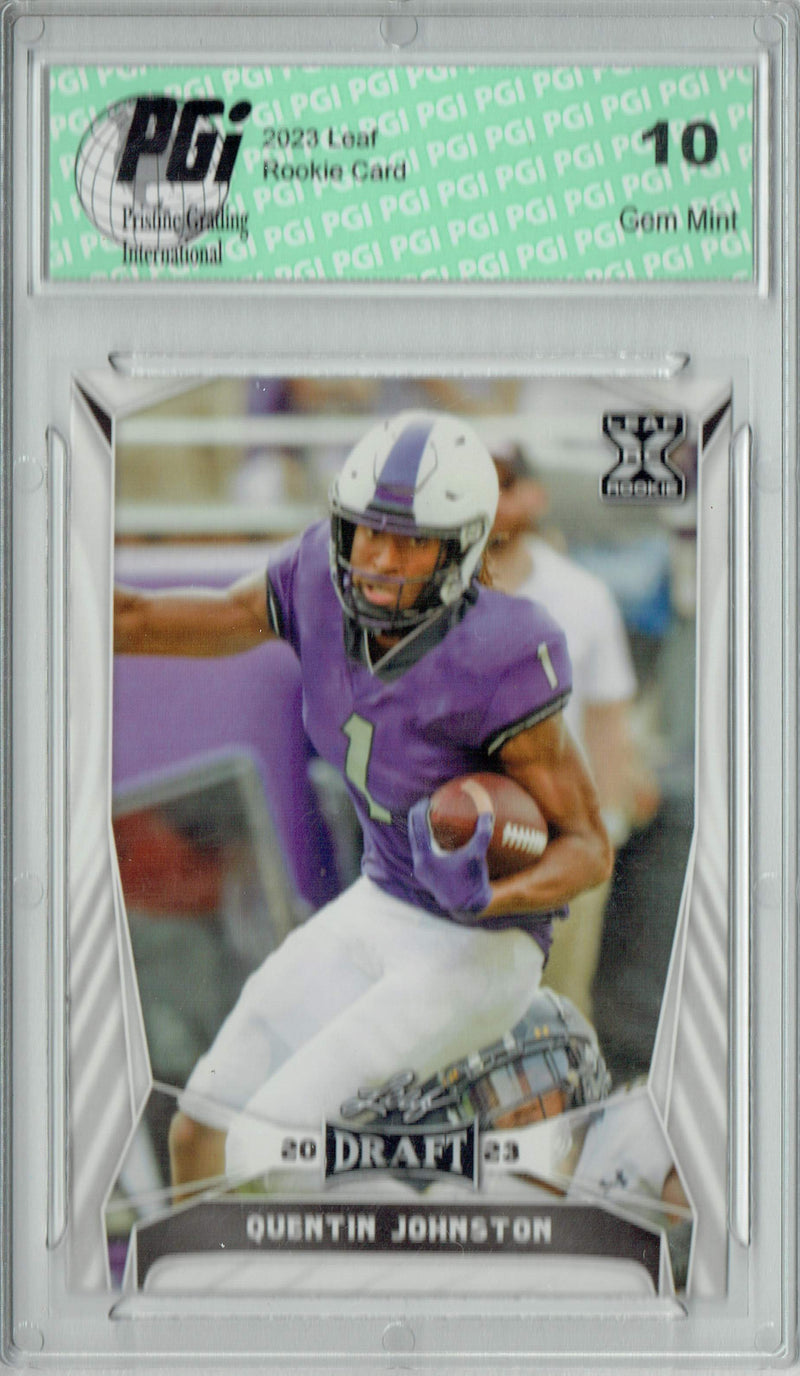 Quentin Johnston Rookie Card PGI 10 Gem Mint Football Trading Card 2023 Leaf Football #64