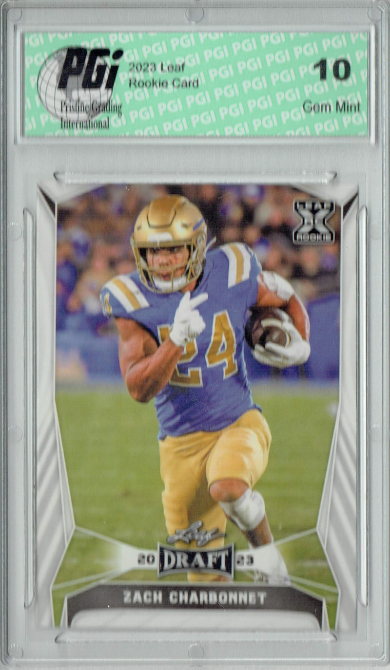 Zach Charbonnet Rookie Card PGI 10 Gem Mint Football Trading Card 2023 Leaf Football #74