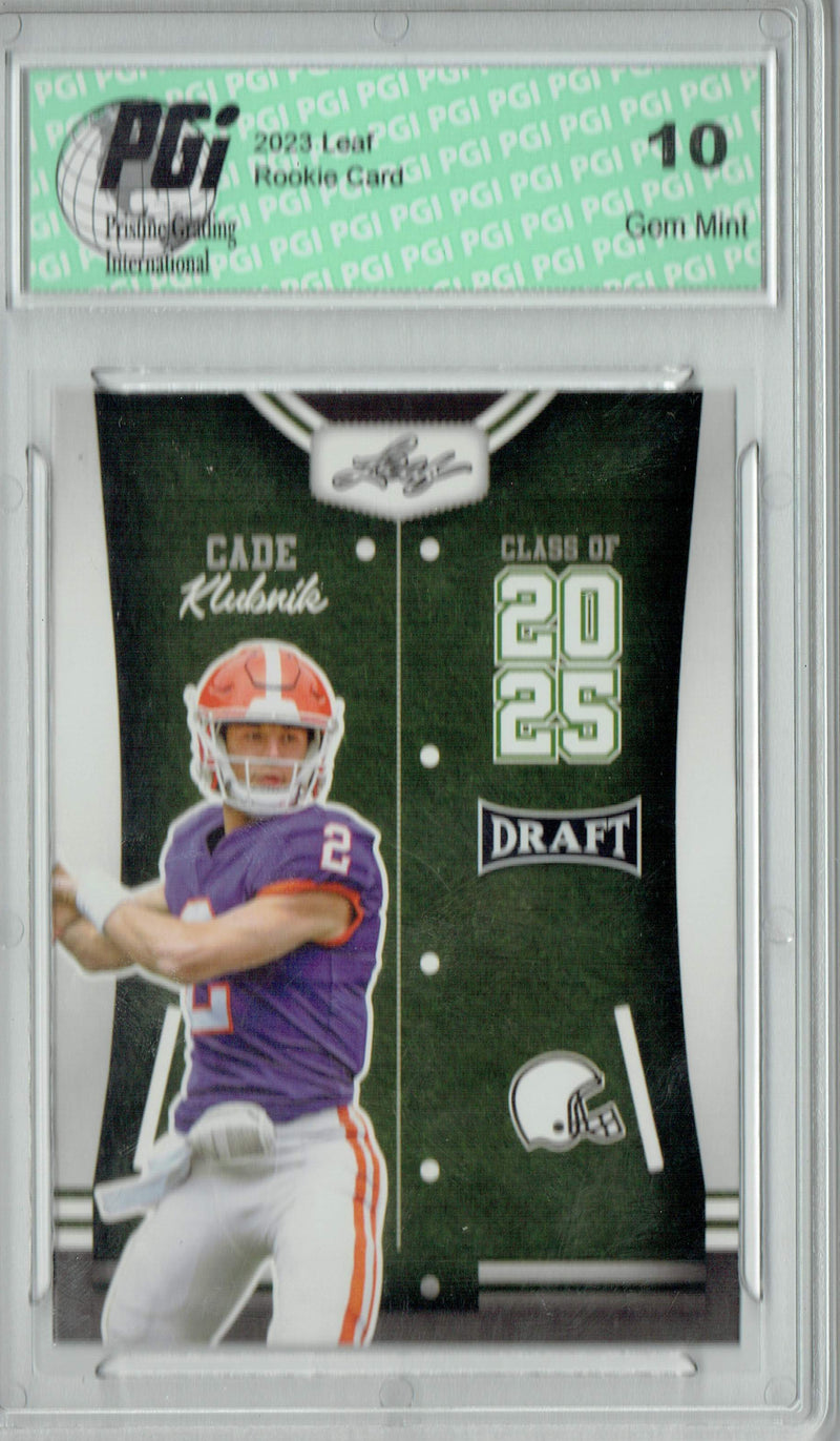 Cade Klubnik Rookie Card Clemson / New York PGI 10 Gem Mint Football Trading Card 2023 Leaf Football #82 Class of 2025