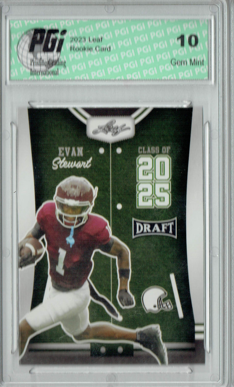 Evan Stewart Rookie Card PGI 10 Gem Mint Football Trading Card 2023 Leaf Football #83 Class of 2025