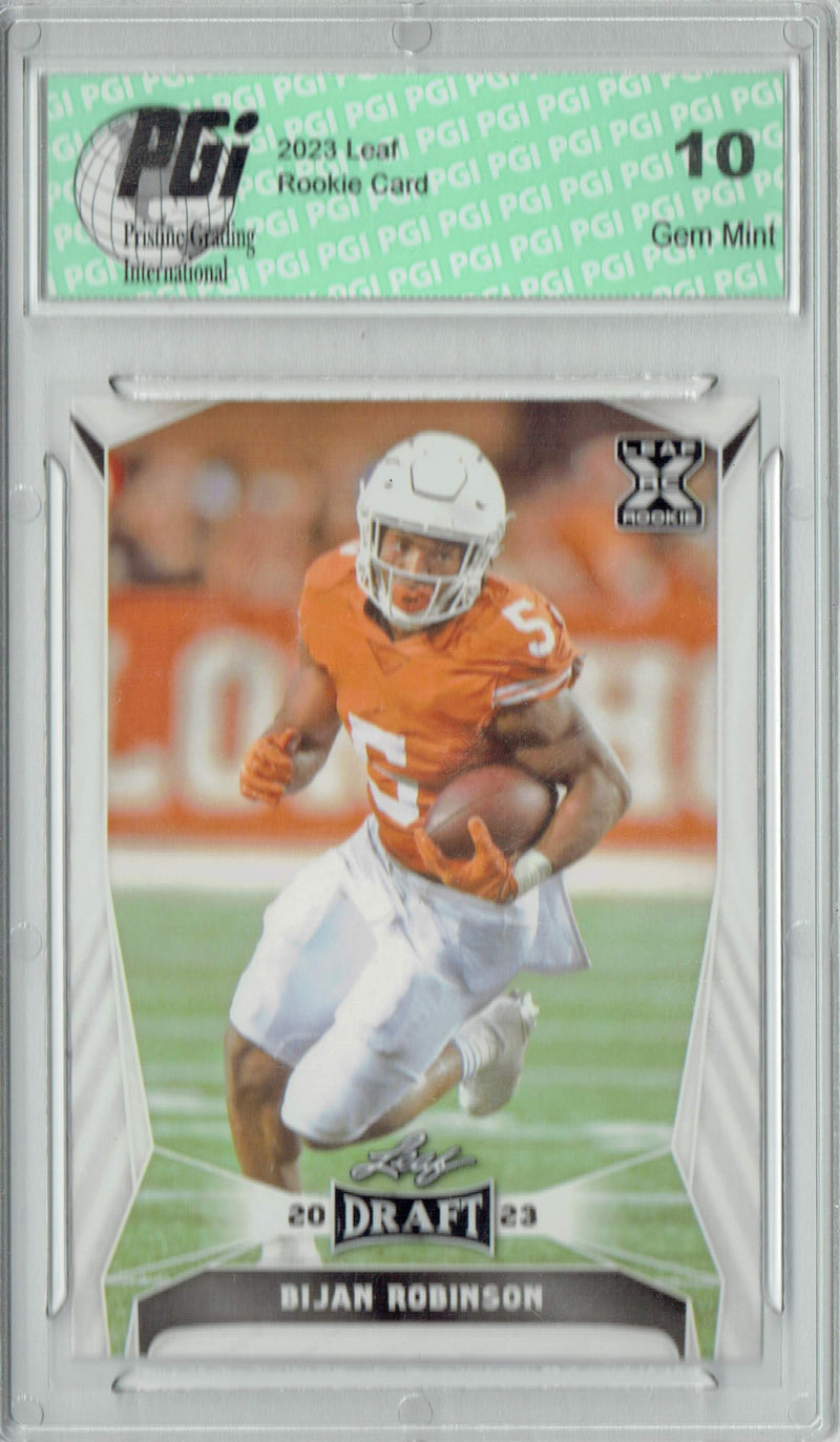 Bijan Robinson Rookie Card Atlanta PGI 10 Gem Mint Football Trading Card 2023 Leaf Football #41