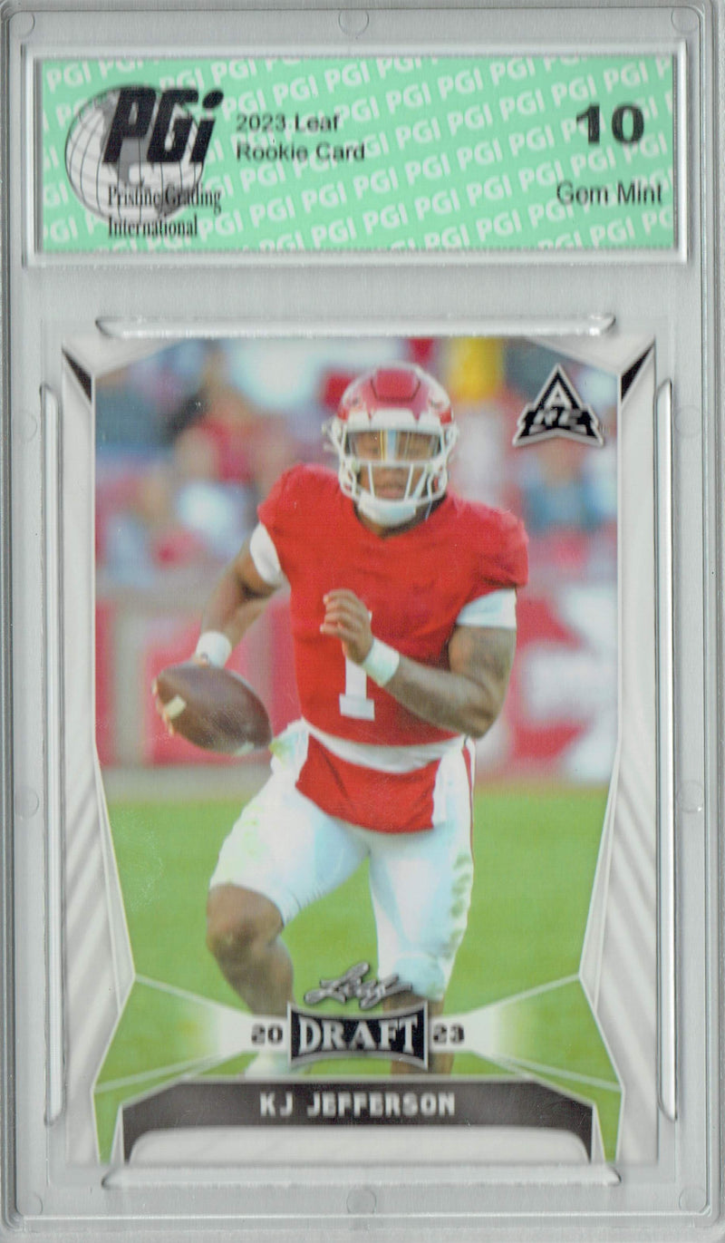 KJ Jefferson Rookie Card PGI 10 Gem Mint Football Trading Card 2023 Leaf Football #37