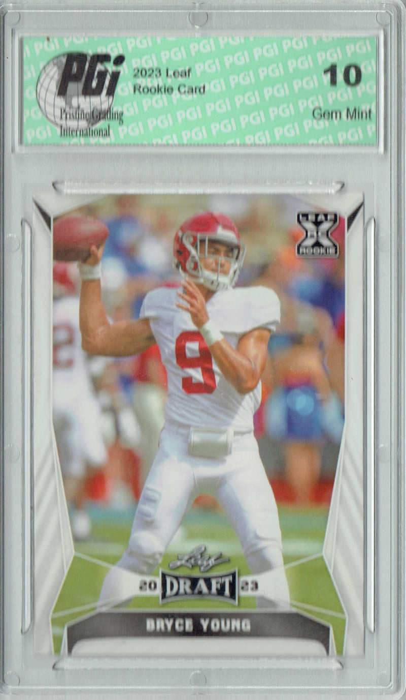 Bryce Young Rookie Card Carolina PGI 10 Gem Mint Football Trading Card 2023 Leaf Football #42 Alabama