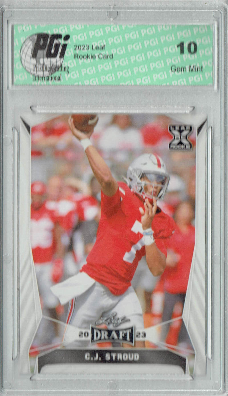 C.J. Stroud Rookie Card Ohio State / Houston PGI 10 Gem Mint Football Trading Card 2023 Leaf Football #43 Ohio State