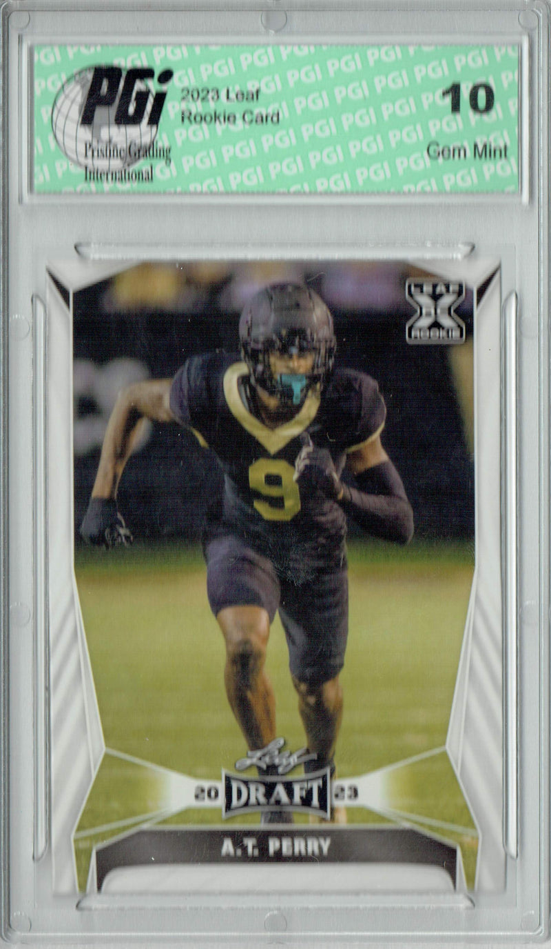 A.T. Perry Rookie Card PGI 10 Gem Mint Football Trading Card 2023 Leaf Football #39