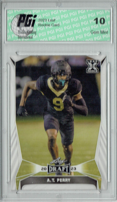 A.T. Perry 2023 Leaf Football #39 Rookie Card PGI 10