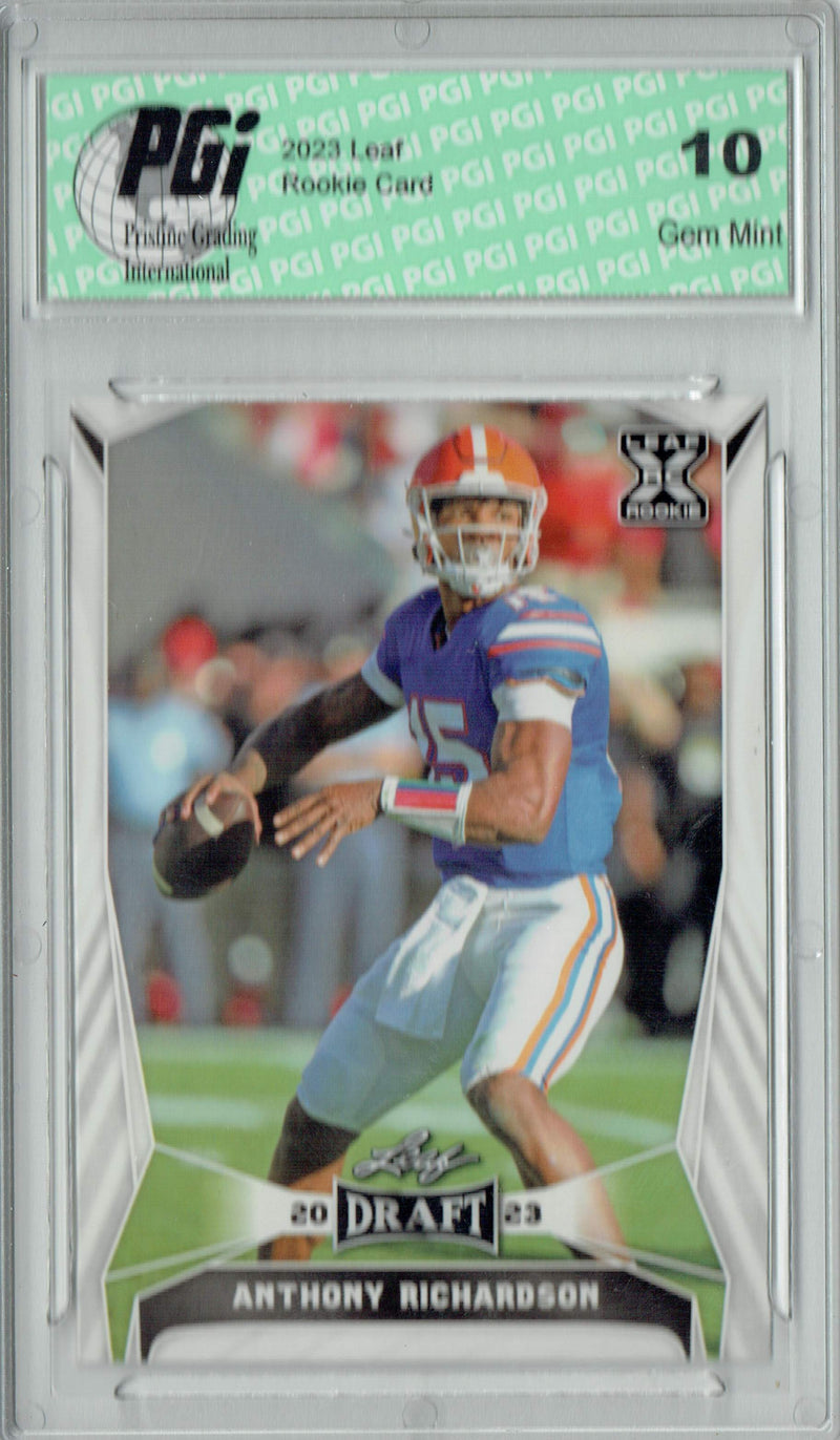 Anthony Richardson Rookie Card Indianapolis PGI 10 Gem Mint Football Trading Card 2023 Leaf Football #40 Florida
