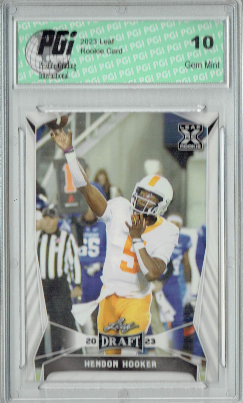 Hendon Hooker Rookie Card PGI 10 Gem Mint Football Trading Card 2023 Leaf Football #48