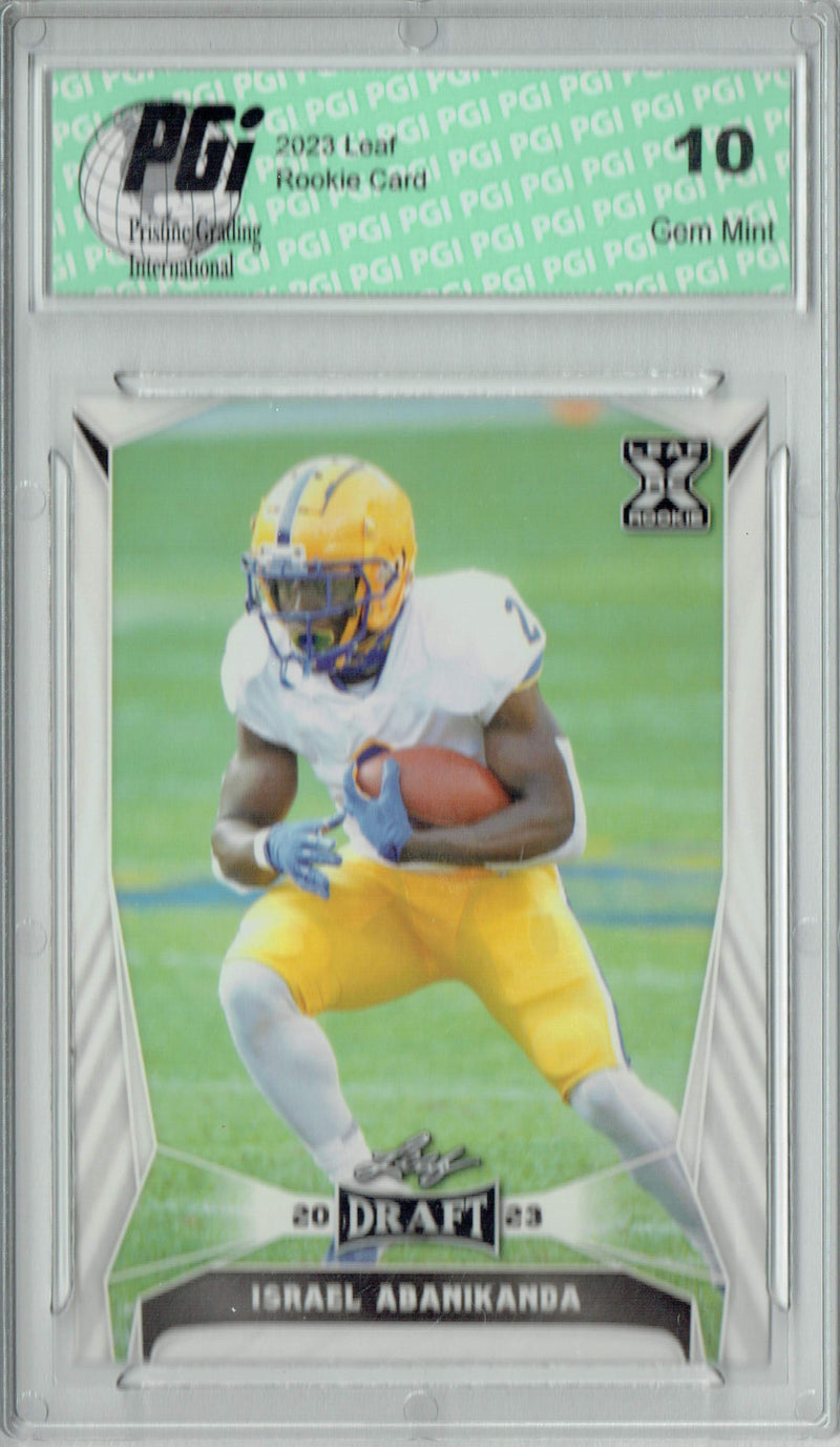 Israel Abanikanda Rookie Card PGI 10 Gem Mint Football Trading Card 2023 Leaf Football #49