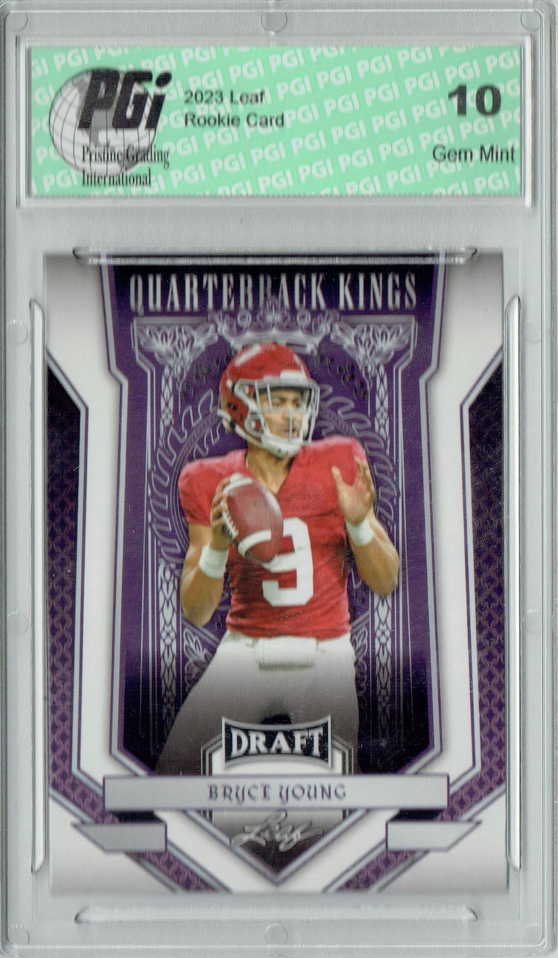 Bryce Young Rookie Card Carolina PGI 10 Gem Mint Football Trading Card 2023 Leaf Football #89 Quarterback Kings