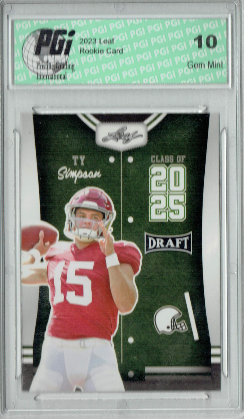 Ty Simpson Rookie Card PGI 10 Gem Mint Football Trading Card 2023 Leaf Football #85 Class of 2025
