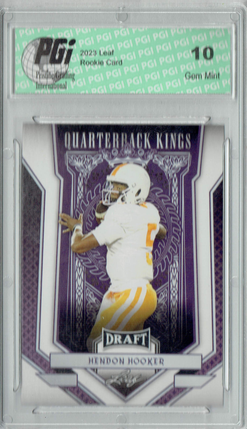 Hendon Hooker 2023 Leaf Football #91 Blue Quarterback Kings Rookie Card PGI 10