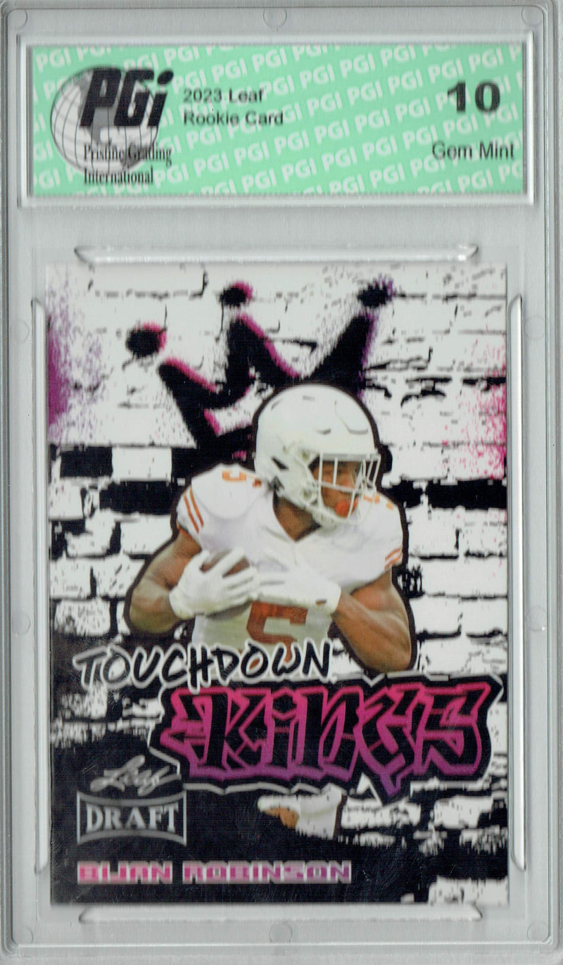 Bijan Robinson Rookie Card Atlanta PGI 10 Gem Mint Football Trading Card 2023 Leaf Football #95