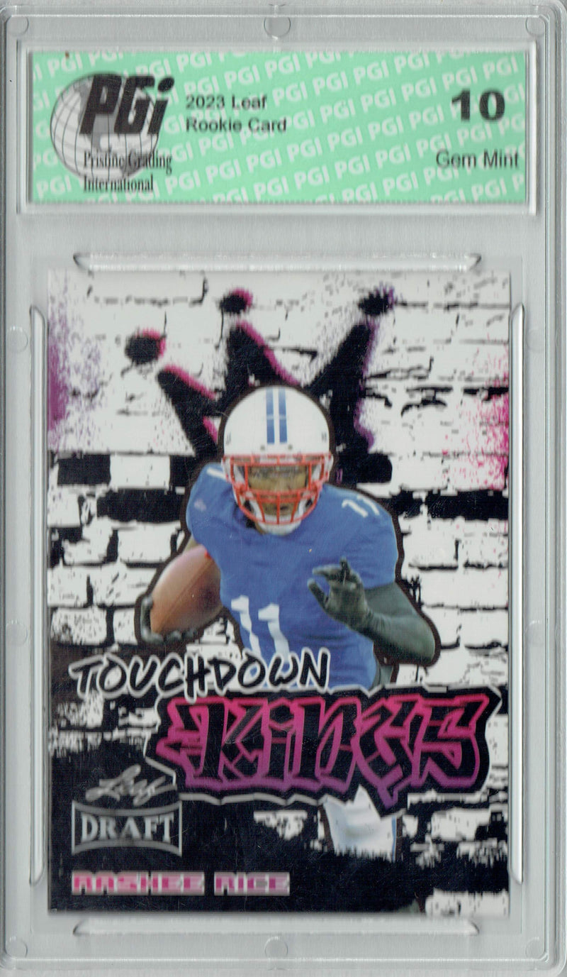 Rashee Rice Rookie Card PGI 10 Gem Mint Football Trading Card 2023 Leaf Football #100 Touchdown Kings