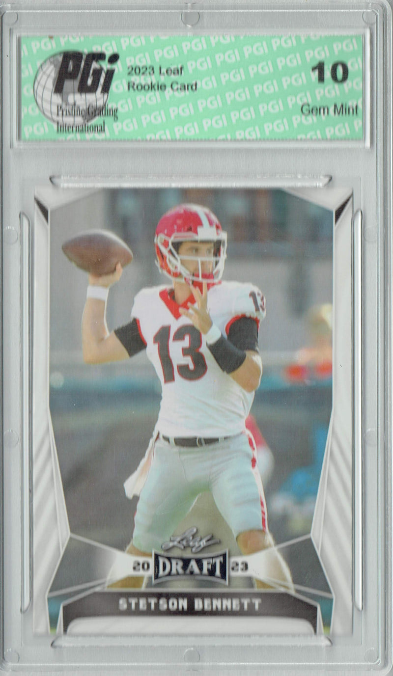 Stetson Bennett Rookie Card Georgia / Los Angeles PGI 10 Gem Mint Football Trading Card 2023 Leaf Football #29 Georgia