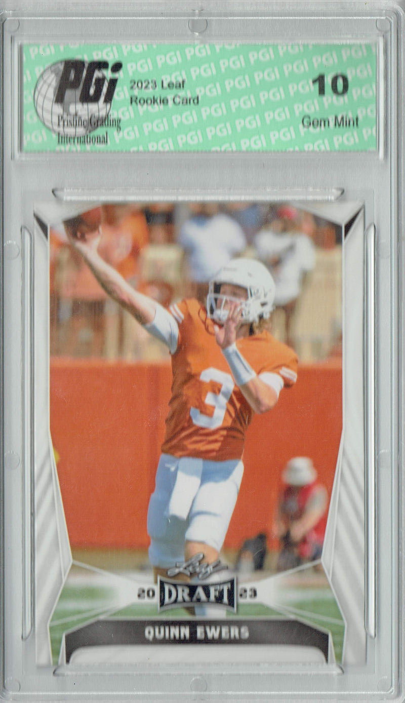 Quinn Ewers Rookie Card Texas PGI 10 Gem Mint Football Trading Card 2023 Leaf Football #28