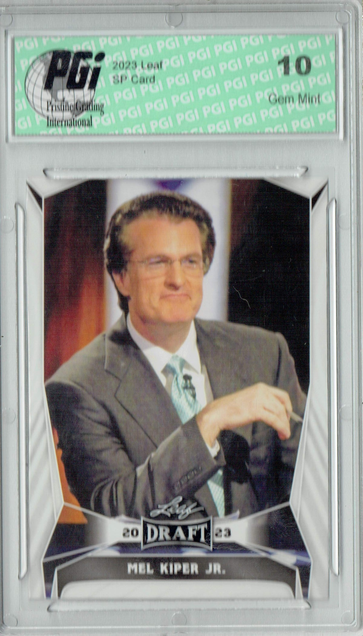 Mel Kiper Jr. 2023 Leaf Football #25 Gold SP Fantasy Trading Card PGI 10