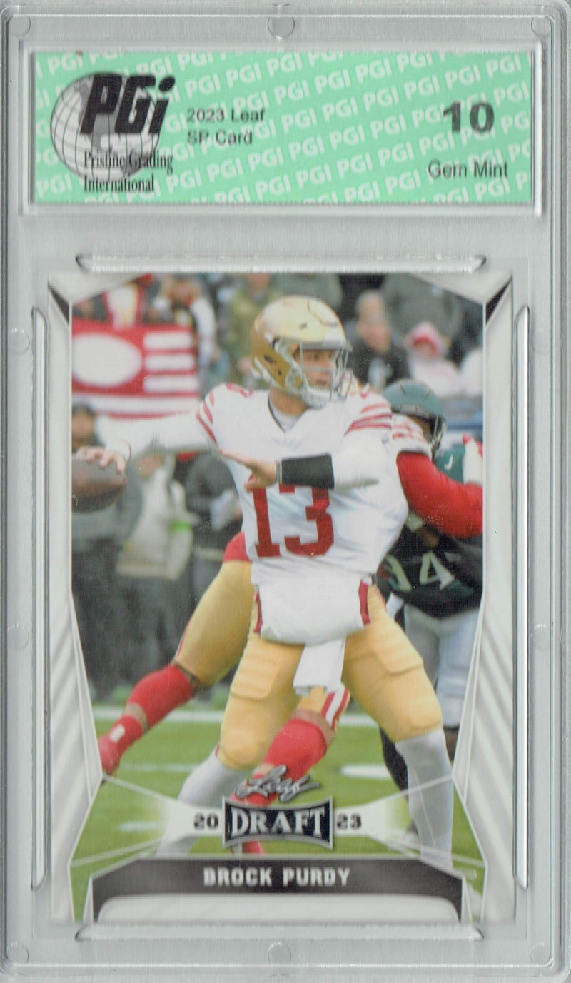 Brock Prdy Trading Card PGI 10 Gem Mint Football Card 2023 Leaf Football #19 Gold Short Print