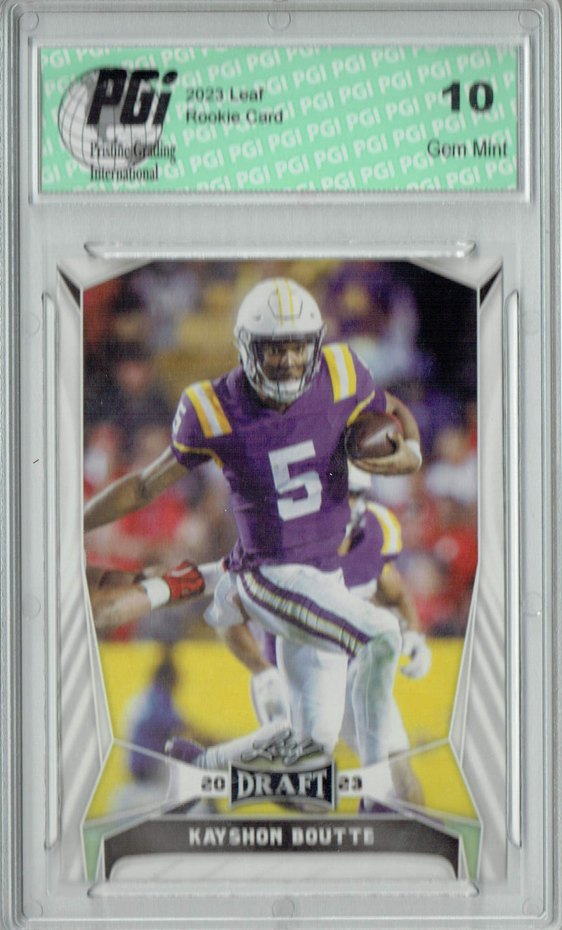 Kayshon Boutte Rookie Card PGI 10 Gem Mint Football Trading Card 2023 Leaf Football #23 Gold Short Print