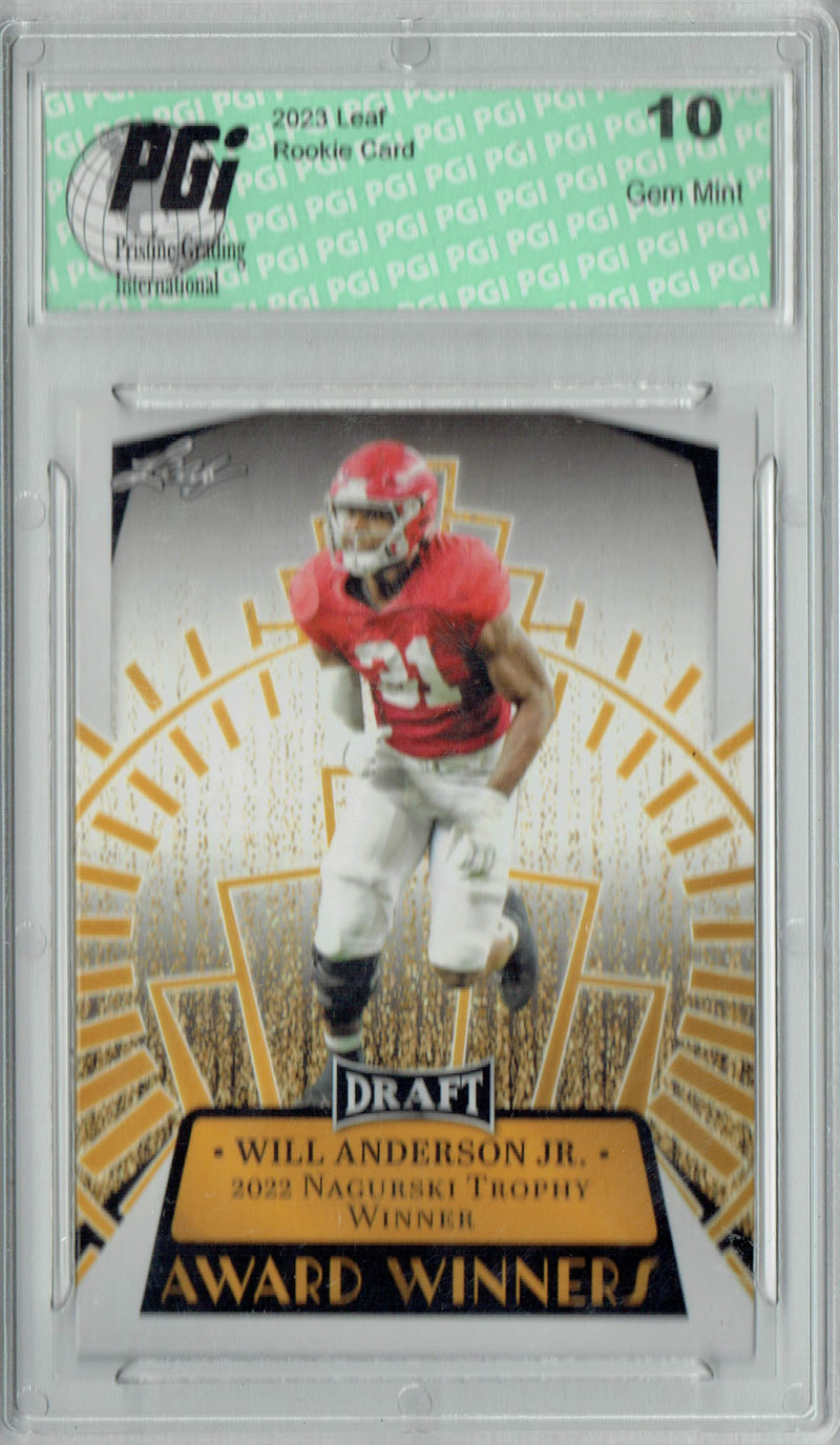 Will Anderson Jr. Rookie Card PGI 10 Gem Mint Football Trading Card 2023 Leaf Football #17 Award Winners