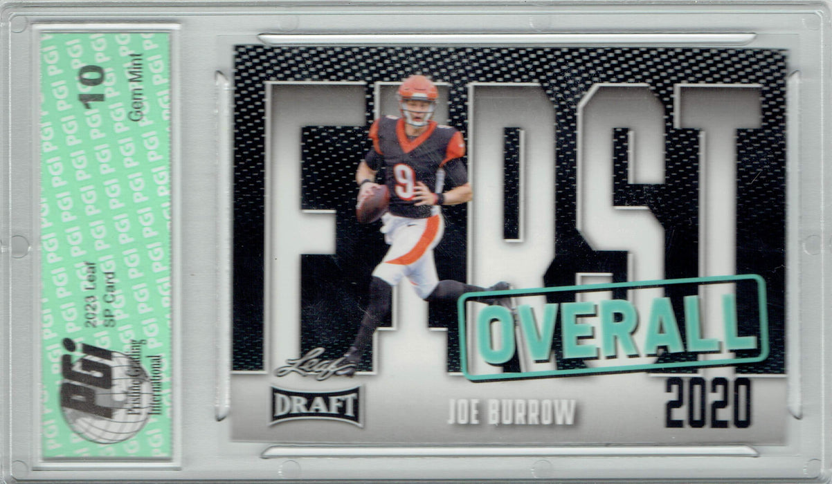 Joe Burrow 2023 Leaf Football #10 First Overall Trading Card PGI 10