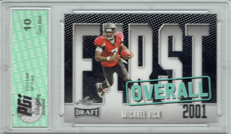 Michael Vick Trading Card PGI 10 Gem Mint Football Card 2023 Leaf Football #9 First Overall
