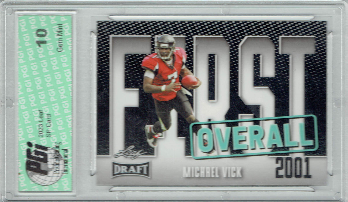 Michael Vick 2023 Leaf Football #9 First Overall Trading Card PGI 10