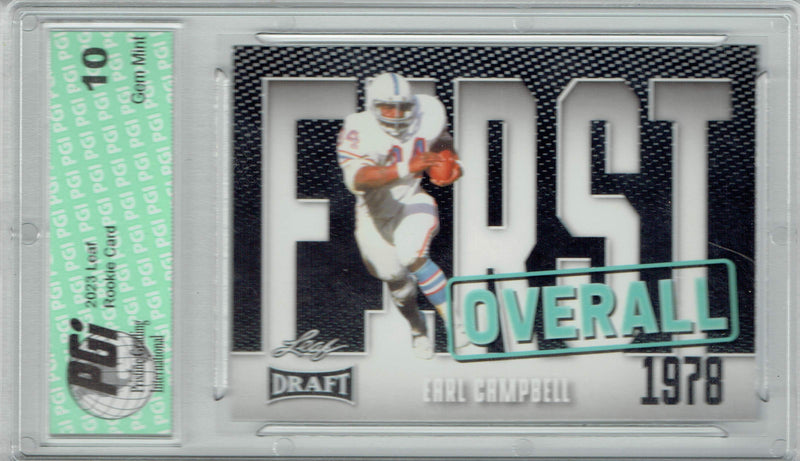 Earl Campbell 2023 Leaf Football #3 First Overall Trading Card PGI 10