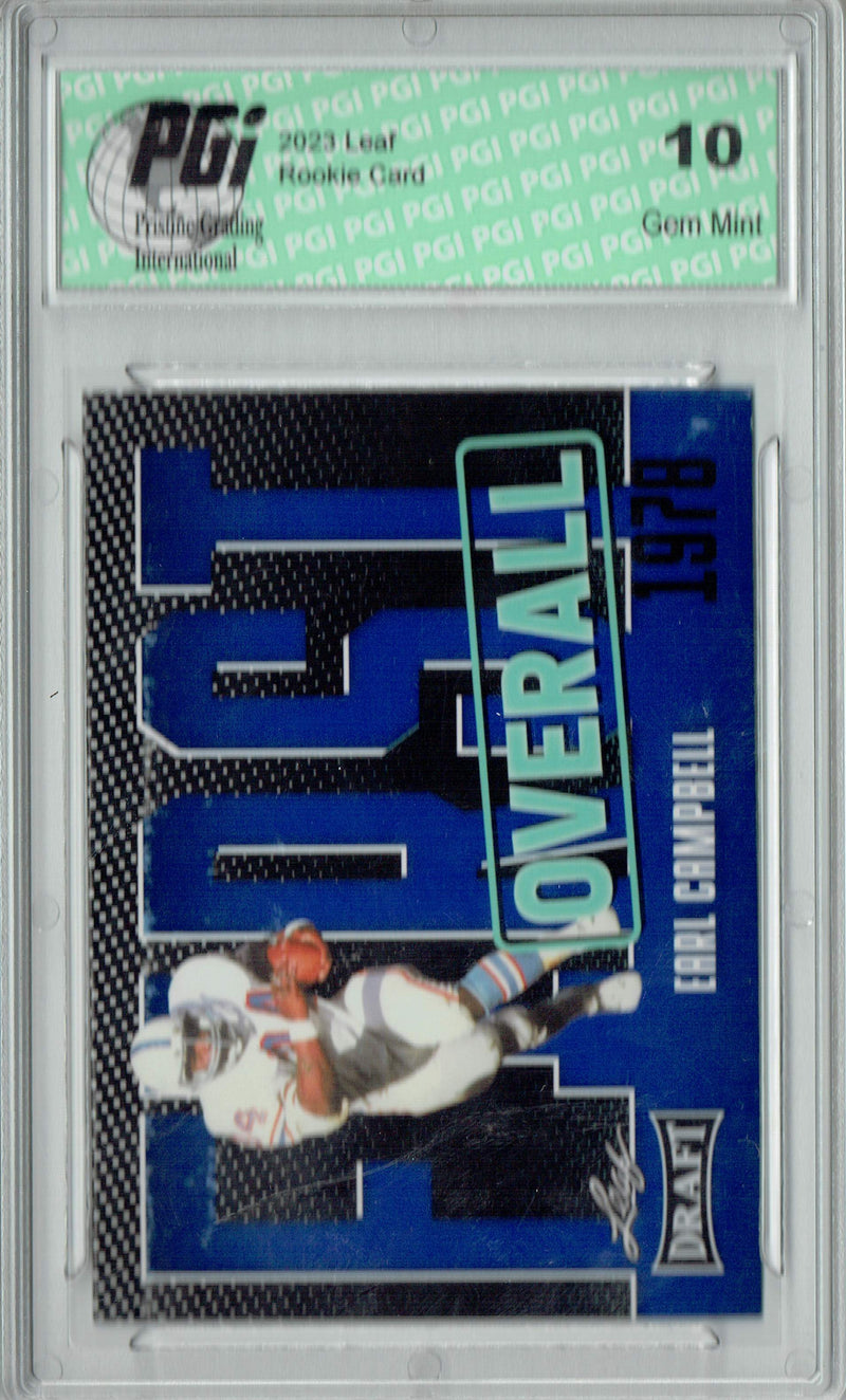 Earl Campbell Trading Card PGI 10 Gem Mint Football Card 2023 Leaf Football #3 Blue SP First Overall